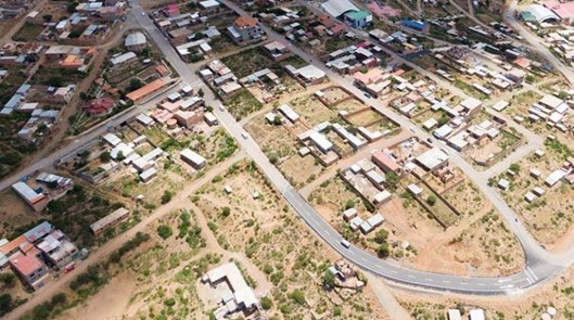 Una vista aérea del asfalto flexible en el Distrito 15. | GAMC